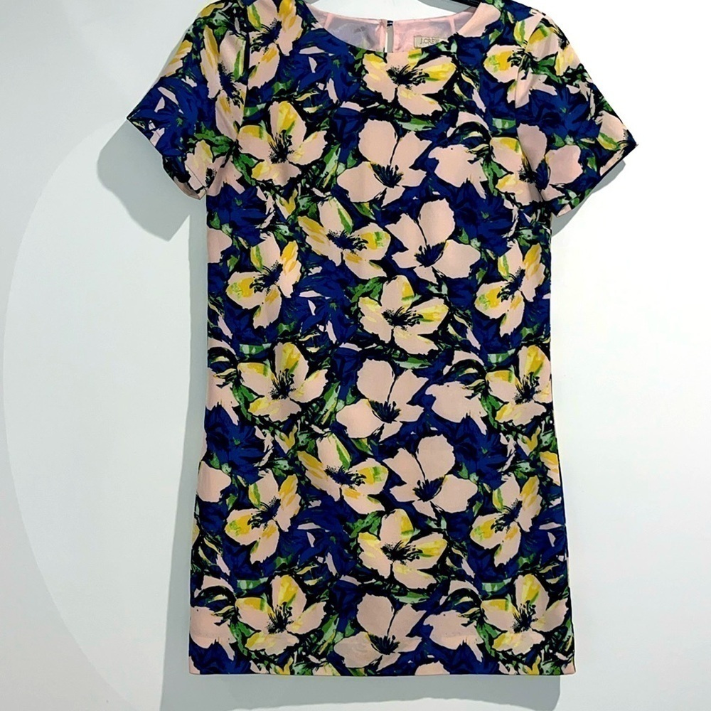 J. Crew pink blue green floral dress. Size 0 petite.